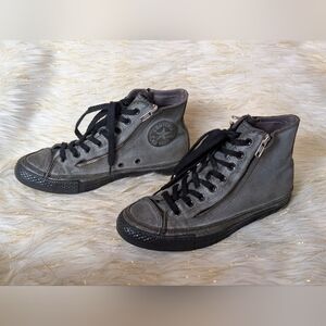 Converse Charcoal Leather Zipper High-Top Sneakers Size 8.5